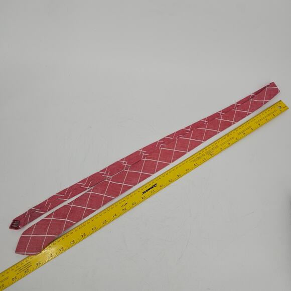 Original Penguin Skinny Colby Neck Tie Cotton Designer Plaid Argyle Red White - Picture 6 of 7